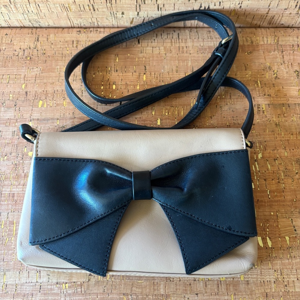KATE SPADE Crossbody Bag - Tan with Black Bow